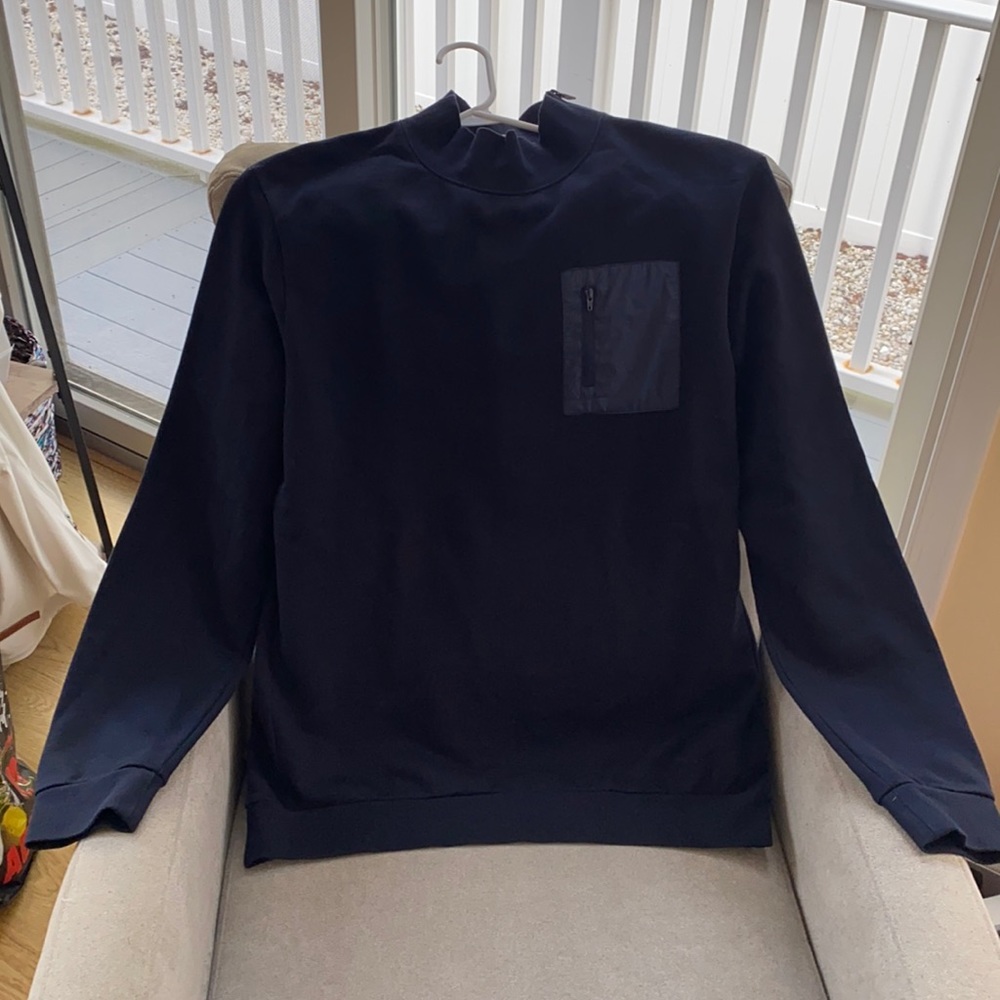 Scotch & Soda Amsterdam Couture Navy Men’s XXL Mock T-neck w/side zipper.